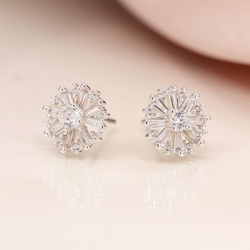 Silver Plated Multi Point Stud Earrings with Crystals by Peace of Mind